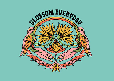 Blossom Everyday apparel bird blossom branding clothing brand design flower graphic design hand illustration logo merchandise retro ui vector