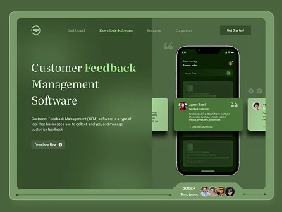Customer Feedback Hero Section branding clean customers review design details screen graphic design high level design logo mobile testimonial testimonial hero section ui