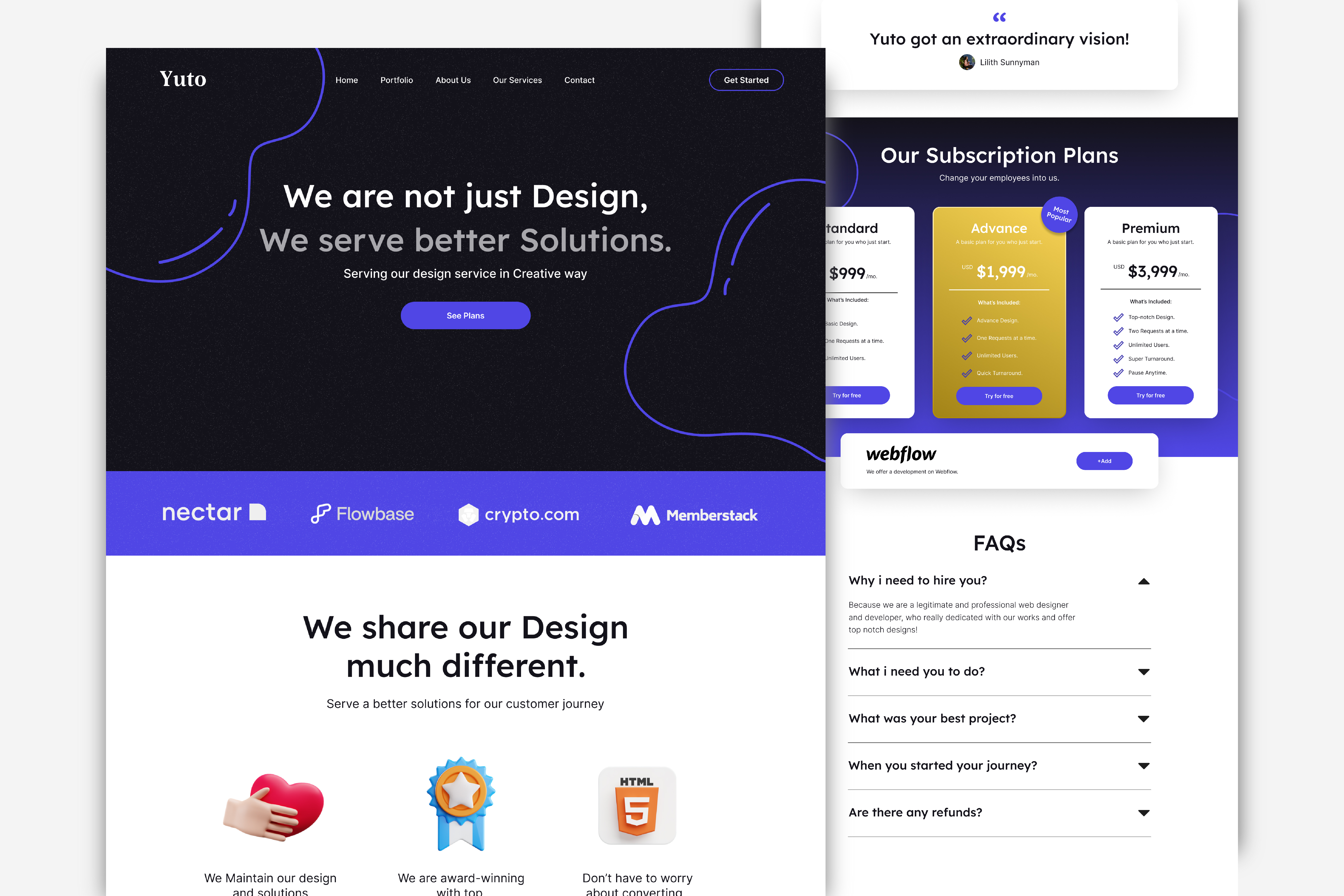 Web Design for Yuto! brand brand identity branding design design agency graphic design illustration landing page logo ui ui design ui ux ui ux design user interface ux vector web design website design