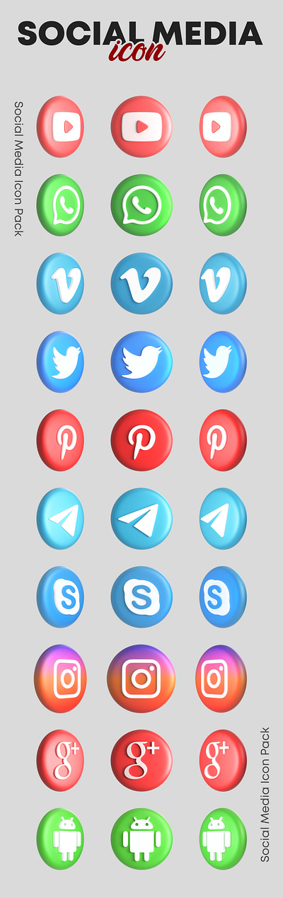 Social Media Icon Pack 3d blender branding design emoticon graphic design icon illustration logo media pack set social social media ui vector