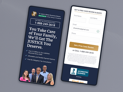 Justice Tax Business Landing page agency landing apge business landing page landing page design landing page development tax landing page web design web development
