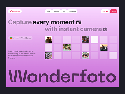 Website for instant camera shop brand button cta design digital gradient graphic graphic design grid logo navigation photo product shop ui ux view violet web web design