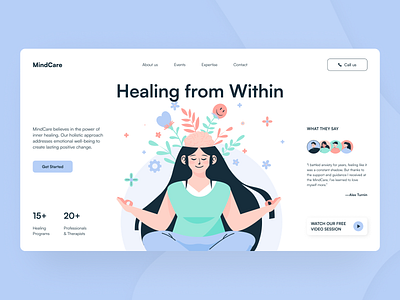MindCare – Mental Health Clinic Hero Section Figma Template figma figma template framer framer design framer template framer website health clinic hero section illustrative mental health mental health clinic peterdraw playful