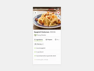 Day 40 >Daily Ui Challenge dailyui dish food ingridients prepare recipe app