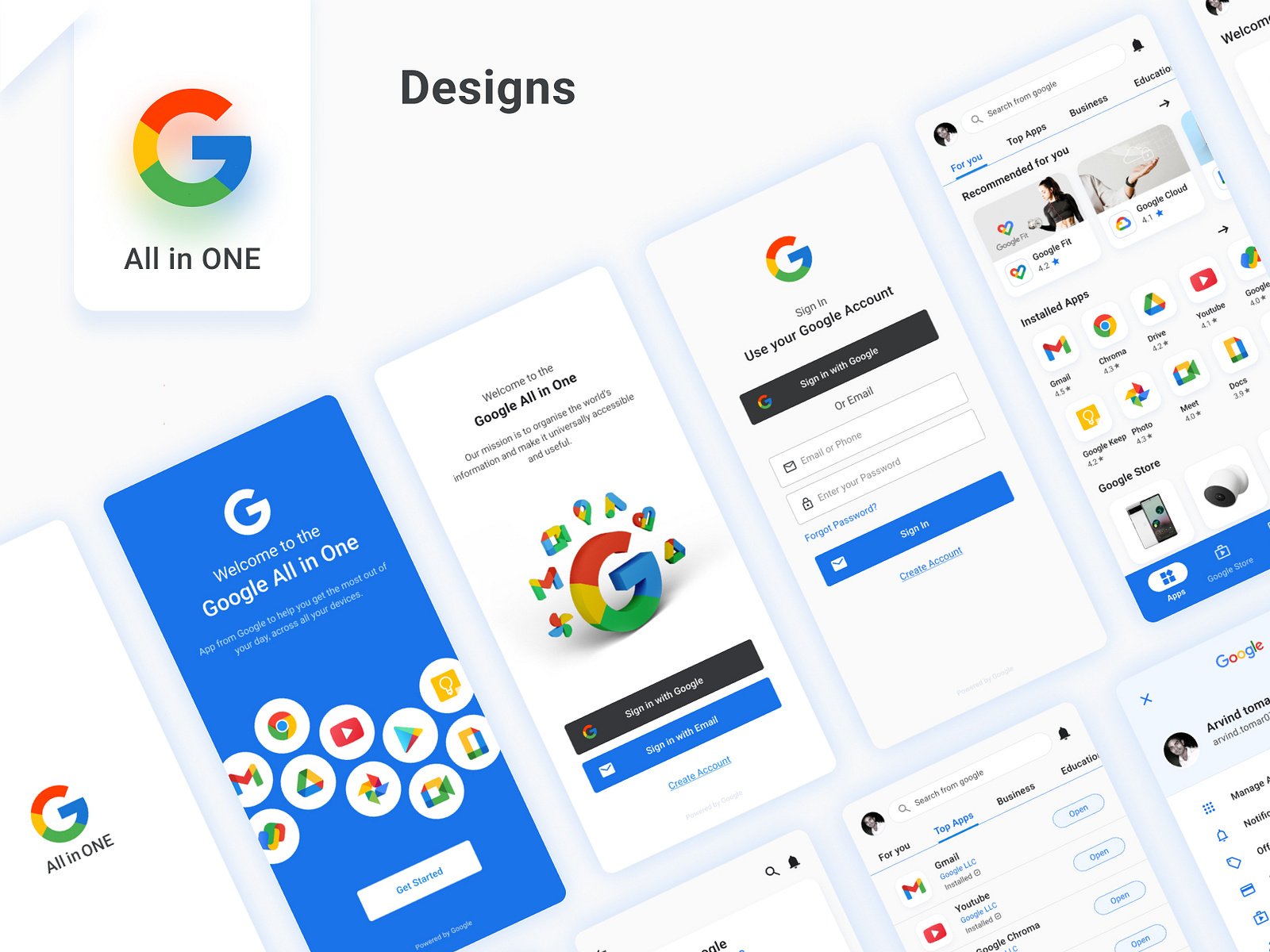 Google All in One App Design by Arvind tomar on Dribbble