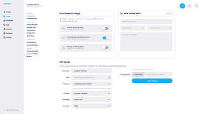 UI Dashboard Design - Settings Nortification dashboard design nortification settings ui uidesign