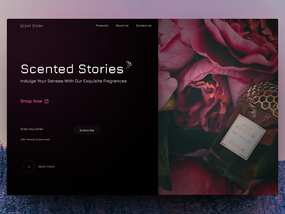 Scent Story - Landing Page 2023 channel dark theme design dior landing page landing pages minimalistic designs perfume website perfumes scents trending ui ux web app