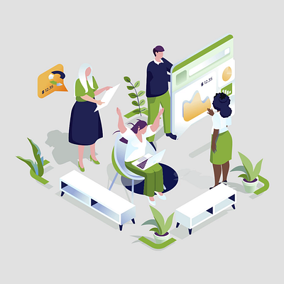 Focus group 2d animation business collaboration consumer design feedback flat ideas illustration impact innovation insights isometric man motion opinions success woman