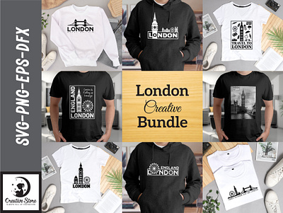 LONDON T-SHIRT DESIGNS VECTOR BUNDLE bundle creative graphic design london vector