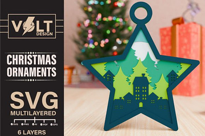 Christmas Ornament 3D SVG Multilayered 3d cut files christmas christmas ornaments papercraft papercut svg