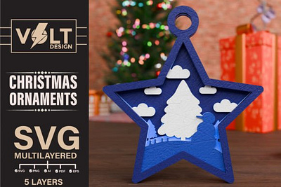 Christmas Ornament 3D SVG Multilayered 3d svg christmas cut files papercut star svg svg cut files