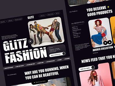 Glitz Fashion Website branding graphic design ui