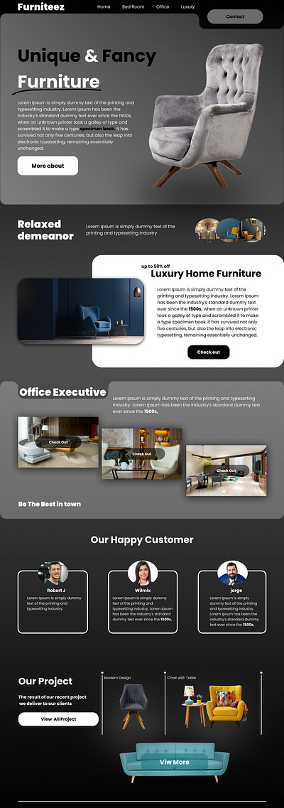 luxury Furniture UI UX Design figma furniture ui ux website