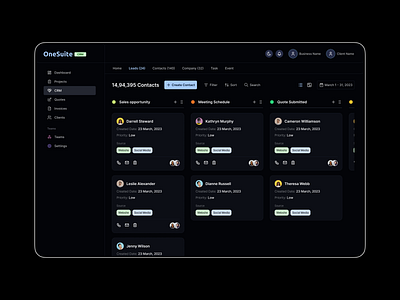 Onesuite - CRM Dashboard analytics application clean crm customer dashboard dashboard design design onesuite product design simple ui ux web web application website