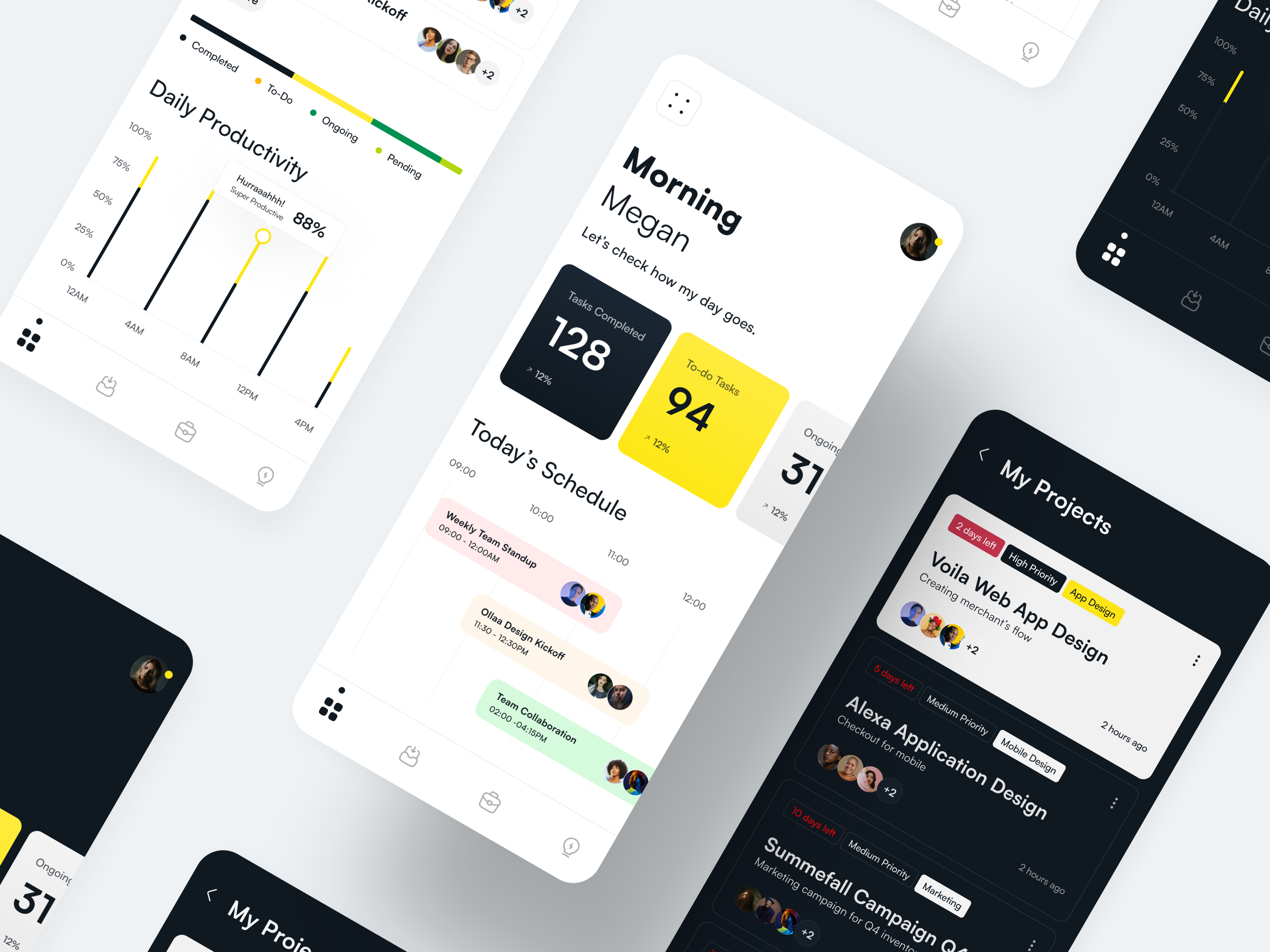 Tasks Management App daily report mobile app productivity management project management resource management task board task dashboard task management task monitoring