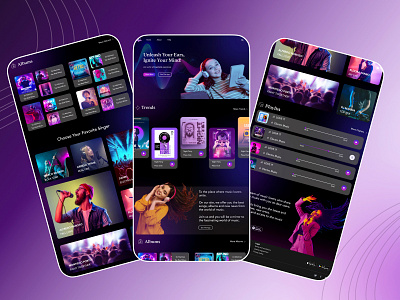 Music streaming & download app app music application dark design download music graphic design illustration music music streaming stream music ui ui ux ux website website download music website music