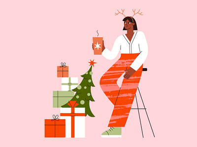 Christmas girl adobe illustrator branding christmas christmas drink christmas girl design flat gifts girl graphic design illustration people ui vector