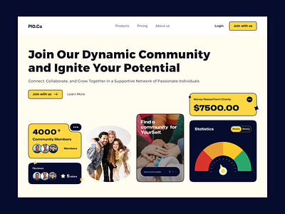 Community Platform landing page cards chart community community platform design component graph graphic design groups landing page members network page page layout review statistics typography uiux web design web site webapp