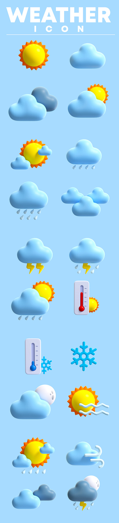 Weather icon pack 3d 3ddesign asset blender branding design emoticon game graphic design icon illustration logo ui vector weather