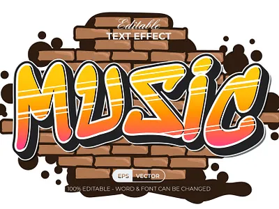 Music Text Effect Graffiti Style art comic design editable effect font fun gradient graffiti lettering modern orange style text type typeface typography wall