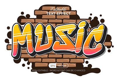 Music Text Effect Graffiti Style art comic design editable effect font fun gradient graffiti lettering modern orange style text type typeface typography wall
