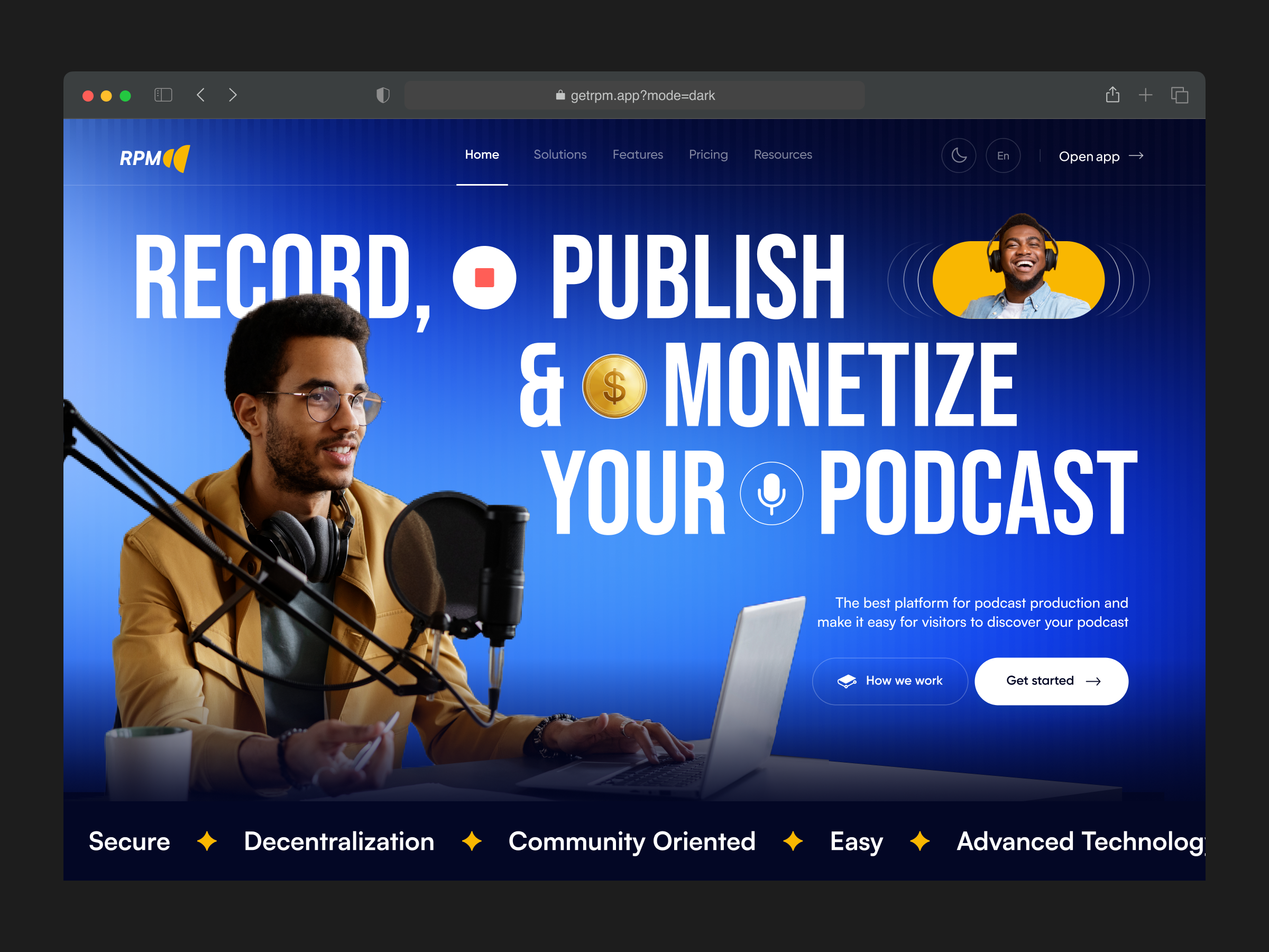 Podcast Platform - Landing Page Hero app blue branding design graphic design hero hero section landing page layout mic page platform podcast section typography ui ux web web page website