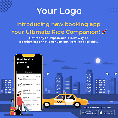 New Launch cab booking app social media post cabbooking newapplaunch travelinstyle