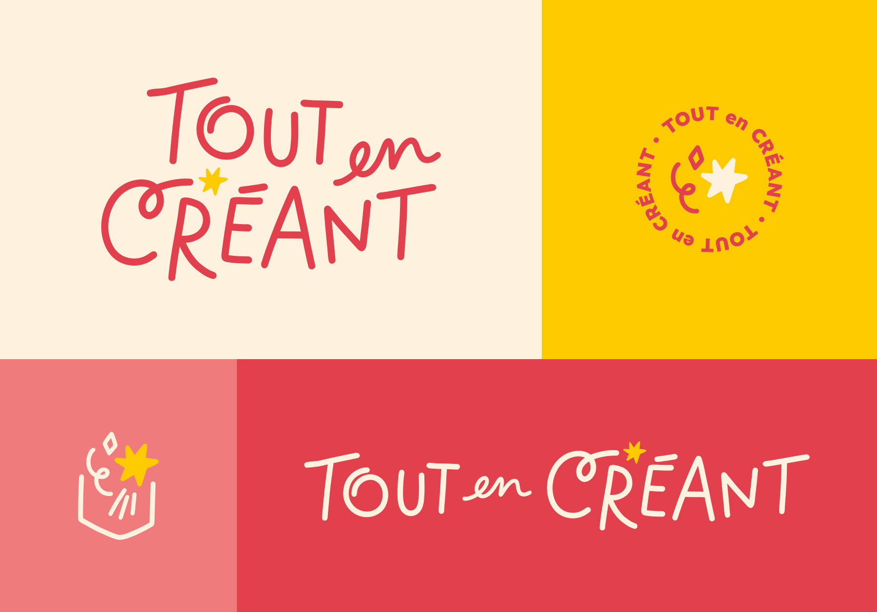 Tout en Créant - Branding brand design brand pack branding colorful custom typography emblem fun graphic design icon joyful logotype