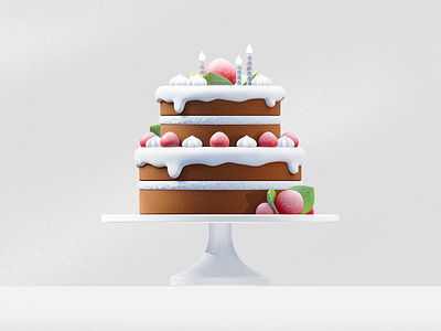 Strawberry cake 3D illustration 3d 3dart 3dmodeling blender3d illustration