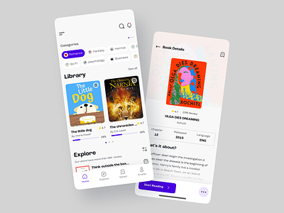 Read.io - Mobile Reading App app design application ui audio player audiobook book categories book explore book library book list book store books clean ebook education minimal mobile app online book podcast reading app uiux white