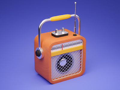 la Radio 3d blender isometric music news radio retro simple