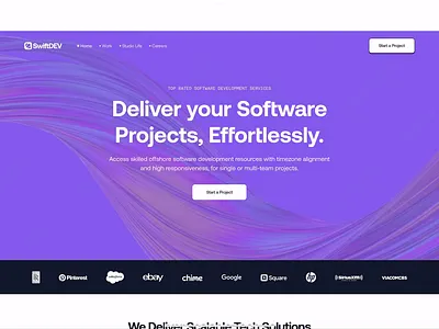 SwiftDev Landing Page branding dashboard dashboard ui design graphic design illustration ui ux website
