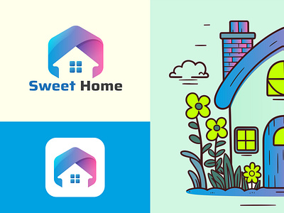 Sweet Home Logo Design building construction house investment property real estate realestate agency realtor sweet home