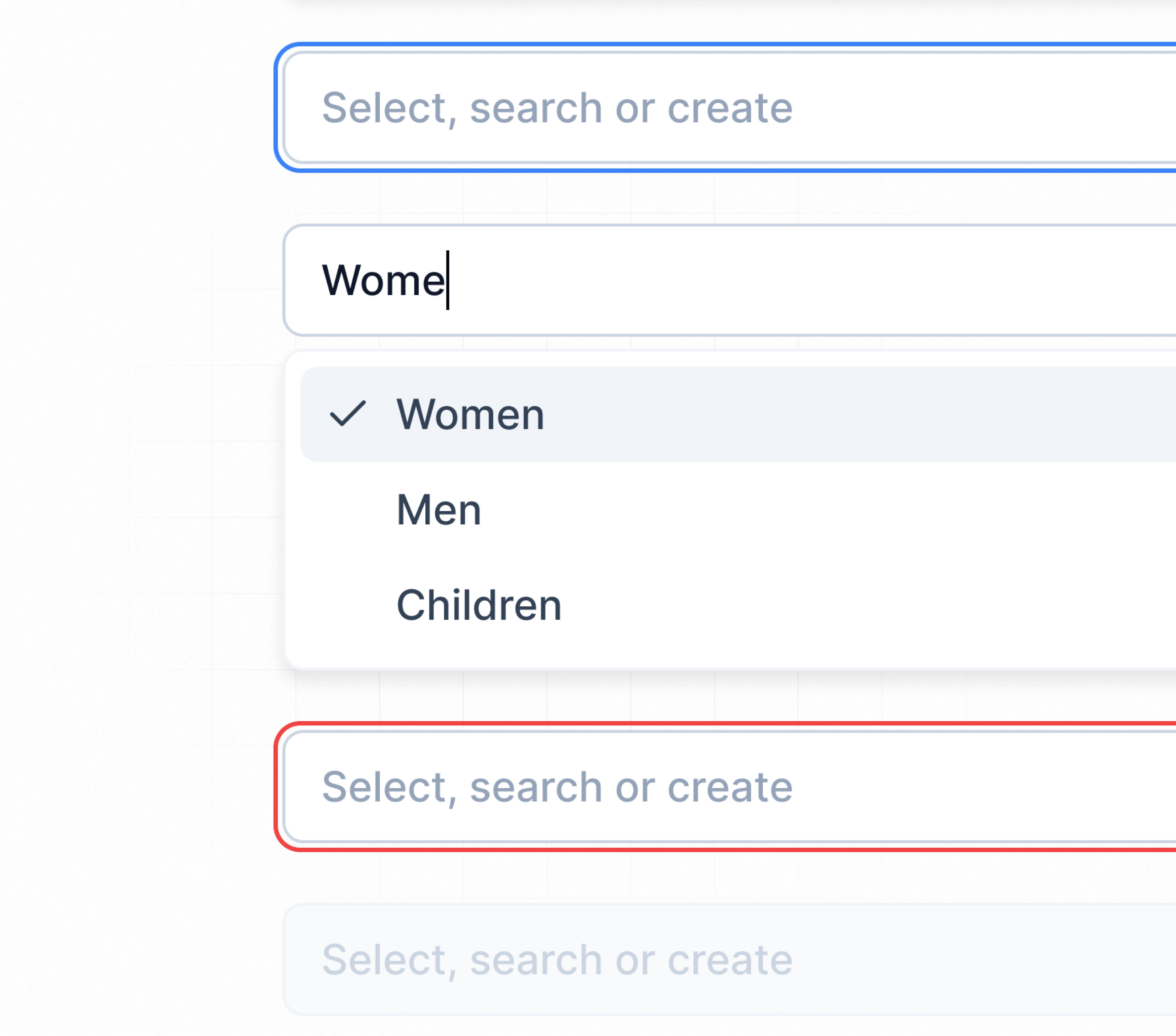Select input with search and create by Altin on Dribbble