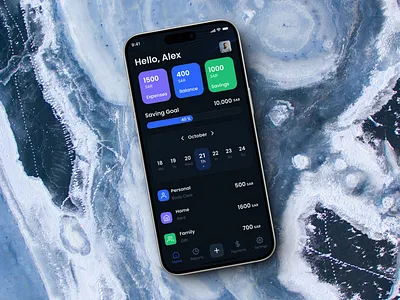 Spentify Expenses Management App blue cold dashboard expenses finance fintech home management mobile product ui ux