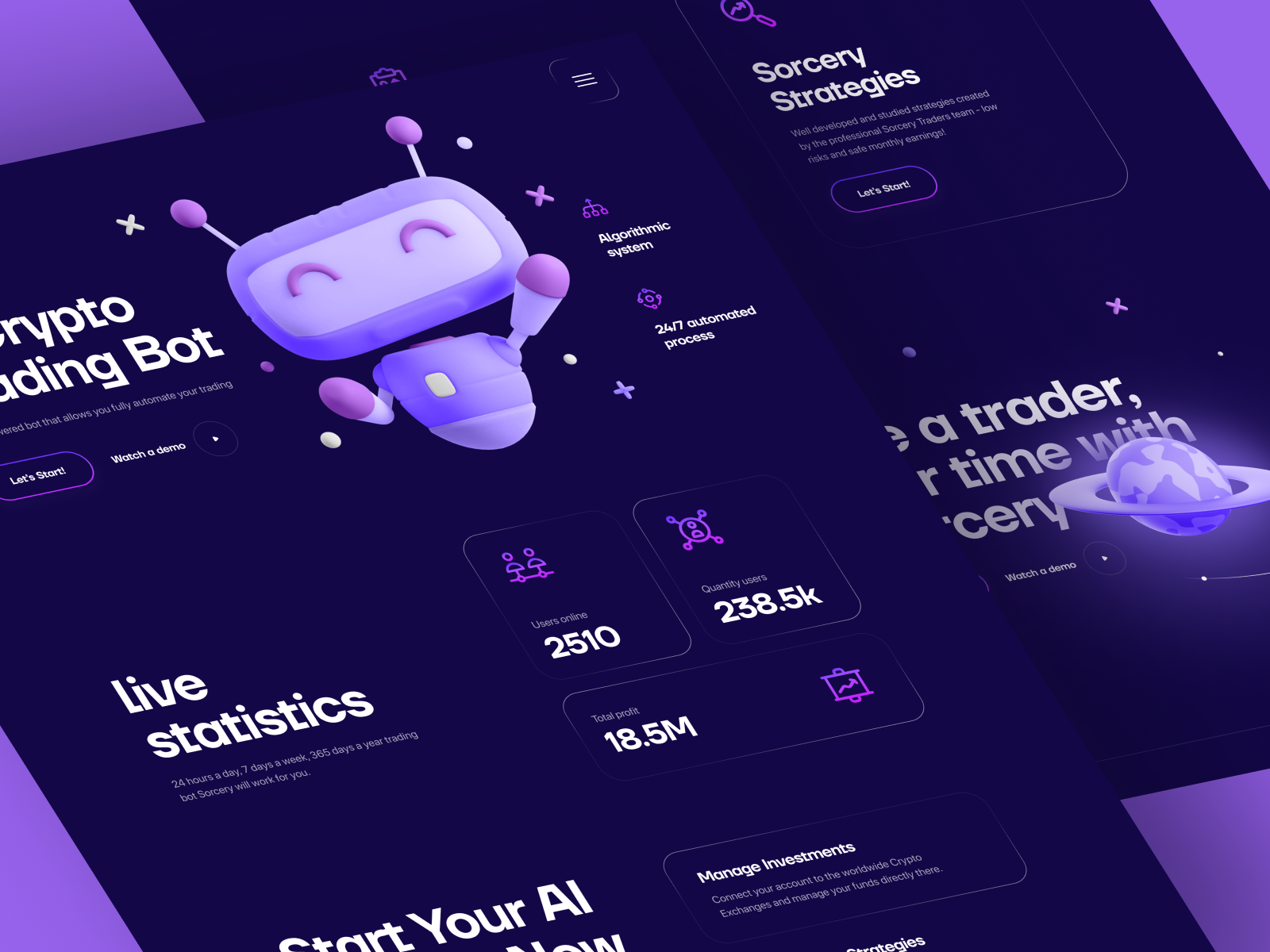Cryptocurrency Landing Page Website 3d crypto design daily ui dark mode landing ui inspiration ui ux design web web design web3 website website design