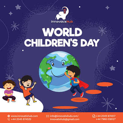 WORLD CHILDREN'S DAY branding childhooddreams childrenseducation creativeinnovation design digitalplayground dreamweavers futureleaders graphic design innovationcelebration innovatixhub logo positiveimpact softwaresolutions strategicimpact strategy techandkids techforgood webdevelopment worldchildrensday