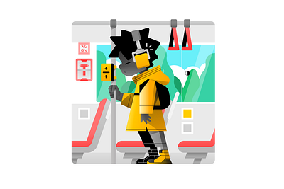 commute character design flat icon illustration illustrator logo ui vector waldek