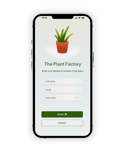 Plant shop sign up page e com iphone mockup mobile plants shop sign up ui