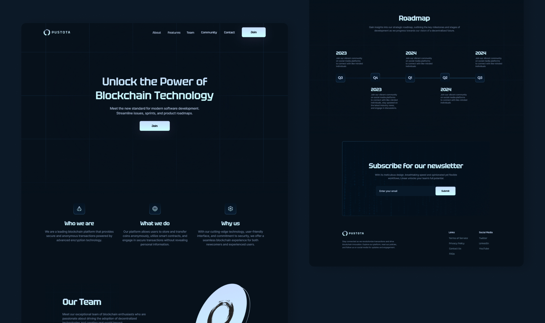 Pustota. Layer-1 Blockchain blockchain crypto homepage layer one uiux design