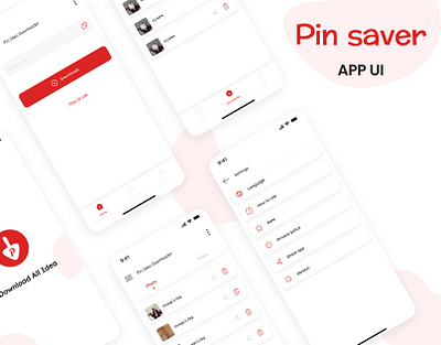 Pin Saver app app appdesign application appui appux design landing page mobile app pinsaver ui uiux ux