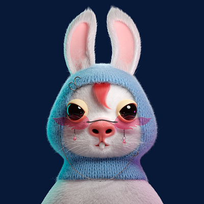 Rabbit 3d character design ear fur graphic design illustration mascot nose rabbit sunglasses