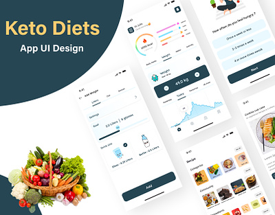 Keto Diets App application appui appux design designapp diets app landing page mobile app ui ux