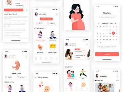 Pregnancy App Design app design application applicationui appui aqppux design designui landing page mobile app pregnancy app ui uiux userinferface ux uxui