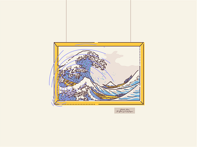 The Great Wave off Kanagawa art asian boat boats branding china design frame icon icon set illustration japan lines otiline painting people see storm the great wave vector