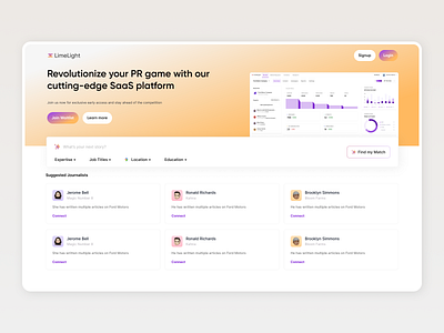 LimeLight - PR SaaS app app design application ui design ui ux uxdesign