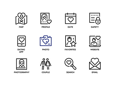 Internet dating - icons couple date dating design icon internet line online relationship style vector