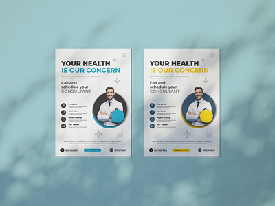 Modern two-color combination medical flyer design adobe illustrator banner branding business design graphic design health hospital illustration medical