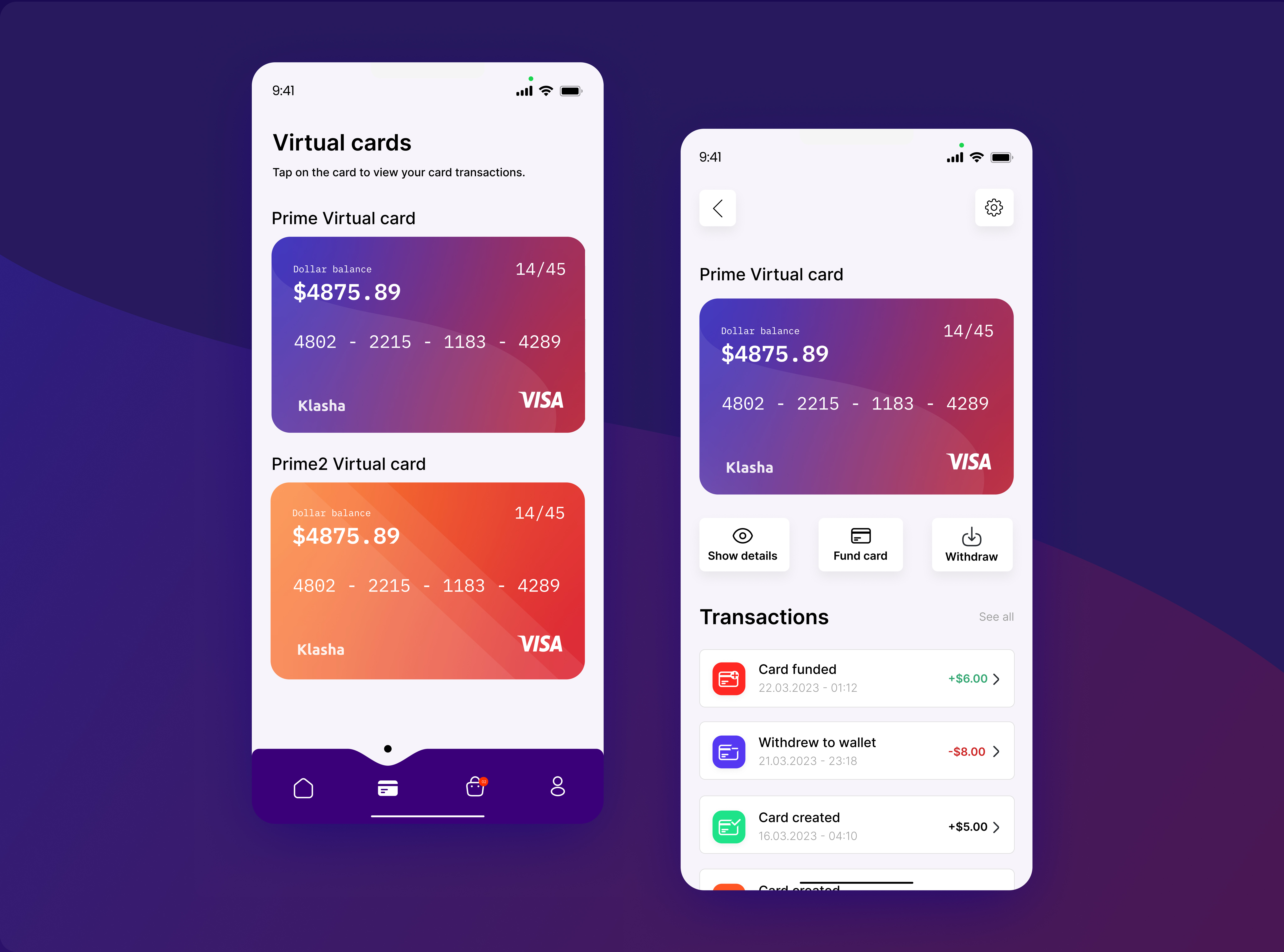 Virtual cards design for a finance mobile. app design digital virtual card free virtual card klashas klashas app design mobile dashboard mobile dashboard design mobile finance mobile finance dashboard design mobile ui design mobile virtual card design transaction design transactions transactions mobile apps virtual business card virtual card virtual card mobile apps virtual card online virtual credit card