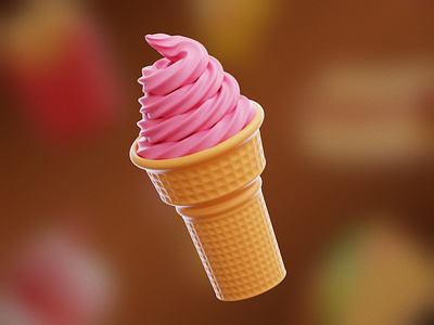Ice Cream 3D Illustration 3d cone fast fastfood food ice ice cream icon illustration sweet